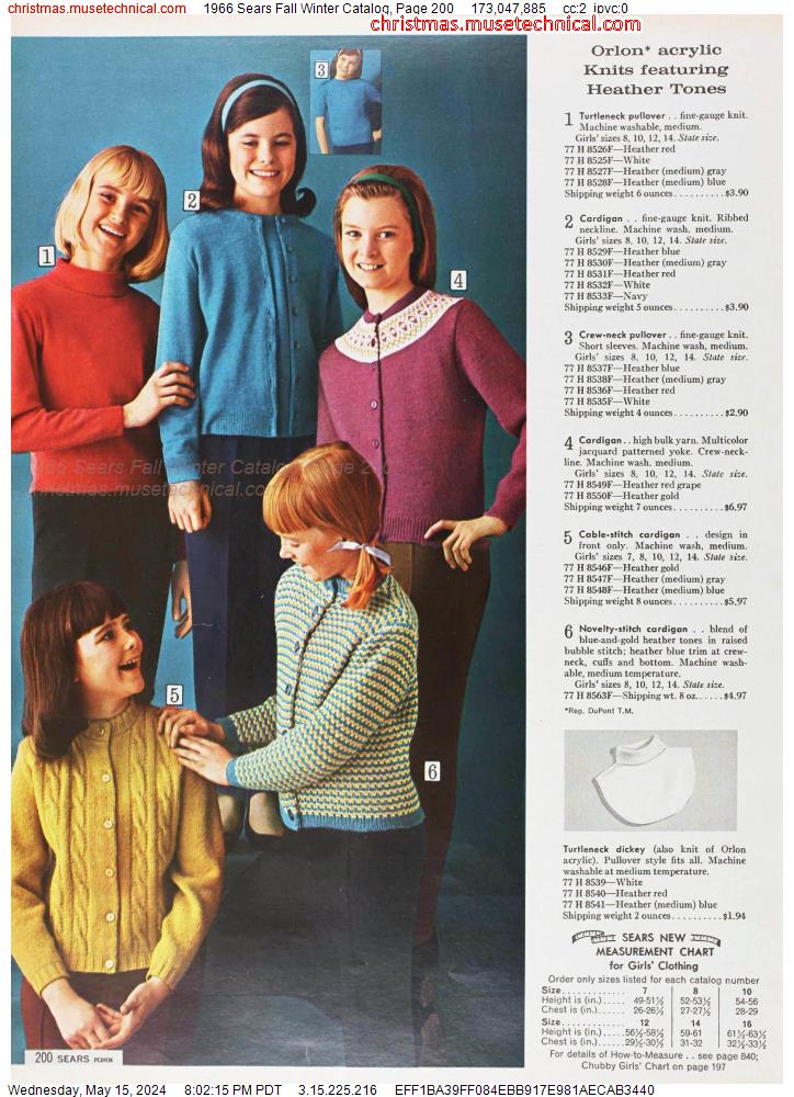 1966 Sears Fall Winter Catalog, Page 200
