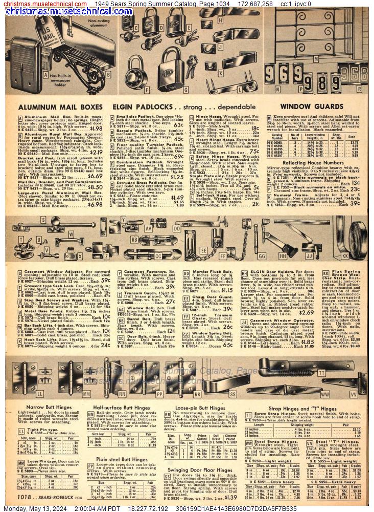 1949 Sears Spring Summer Catalog, Page 1034