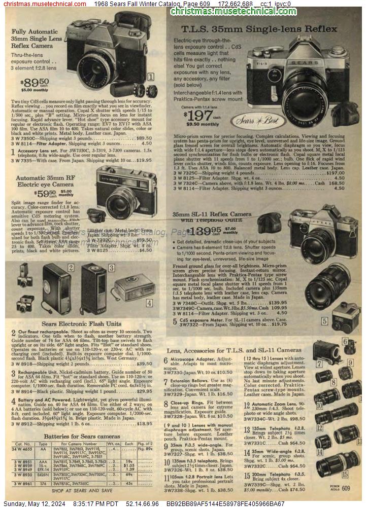 1968 Sears Fall Winter Catalog, Page 609