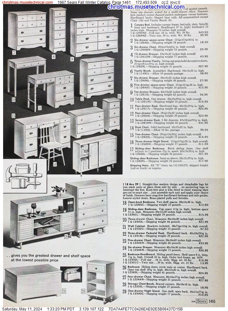 1967 Sears Fall Winter Catalog, Page 1461