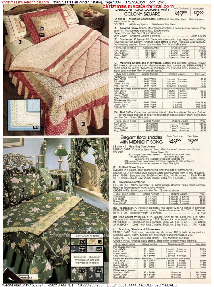 1982 Sears Fall Winter Catalog, Page 1334