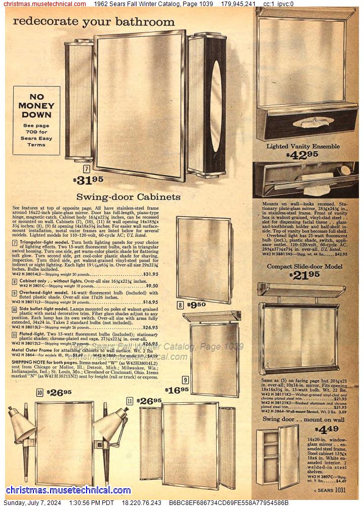 1962 Sears Fall Winter Catalog, Page 1039
