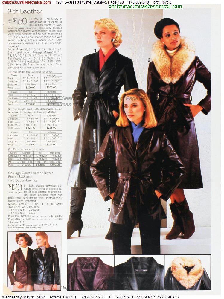 1984 Sears Fall Winter Catalog, Page 170