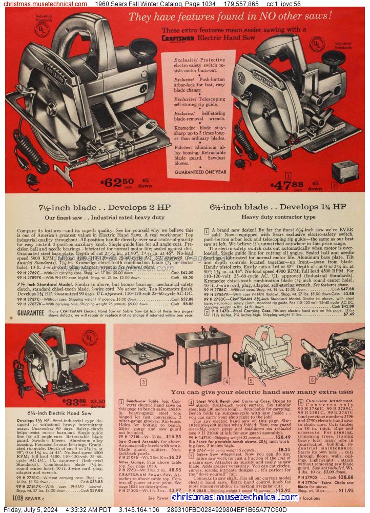 1960 Sears Fall Winter Catalog, Page 1034