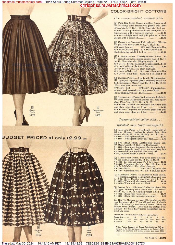 1956 Sears Spring Summer Catalog, Page 72