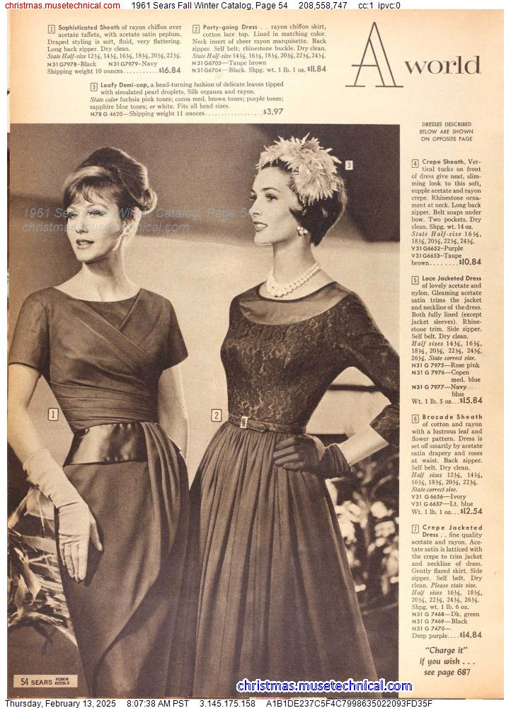 1961 Sears Fall Winter Catalog, Page 54