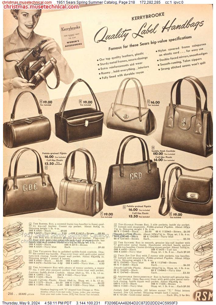 1951 Sears Spring Summer Catalog, Page 218