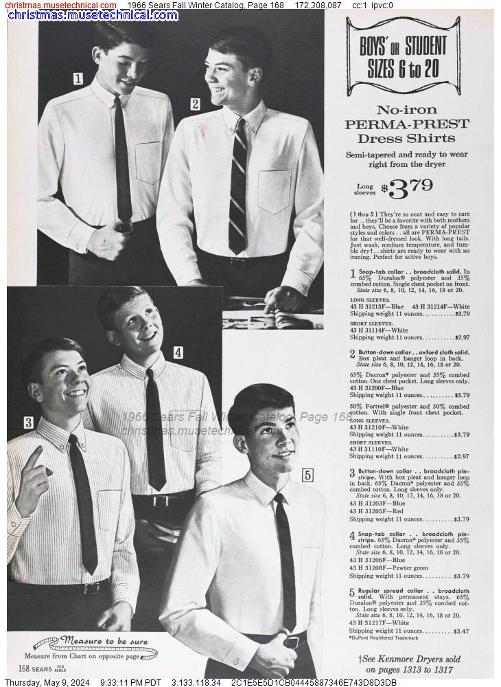 1966 Sears Fall Winter Catalog, Page 168