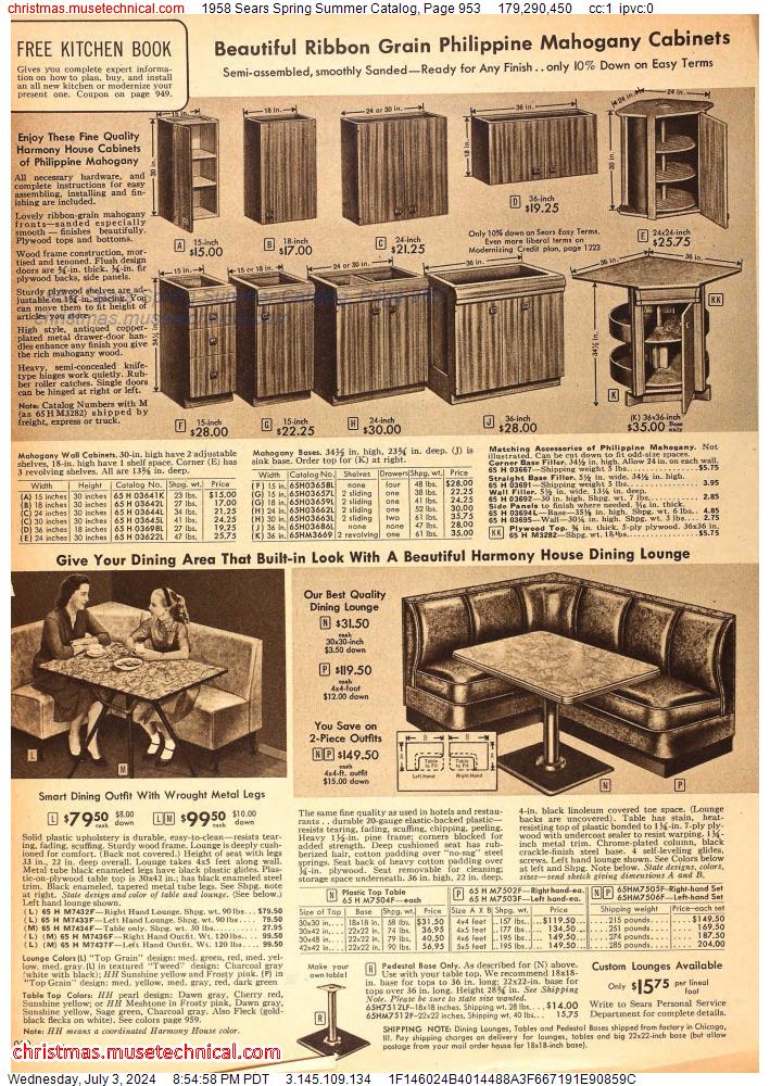 1958 Sears Spring Summer Catalog, Page 953