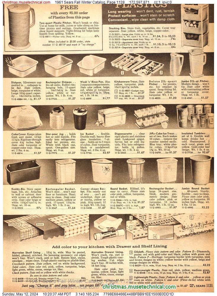 1961 Sears Fall Winter Catalog, Page 1128