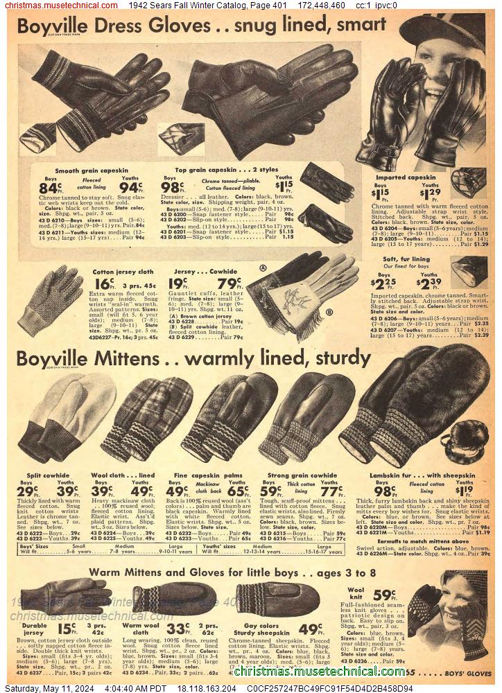 1942 Sears Fall Winter Catalog, Page 401