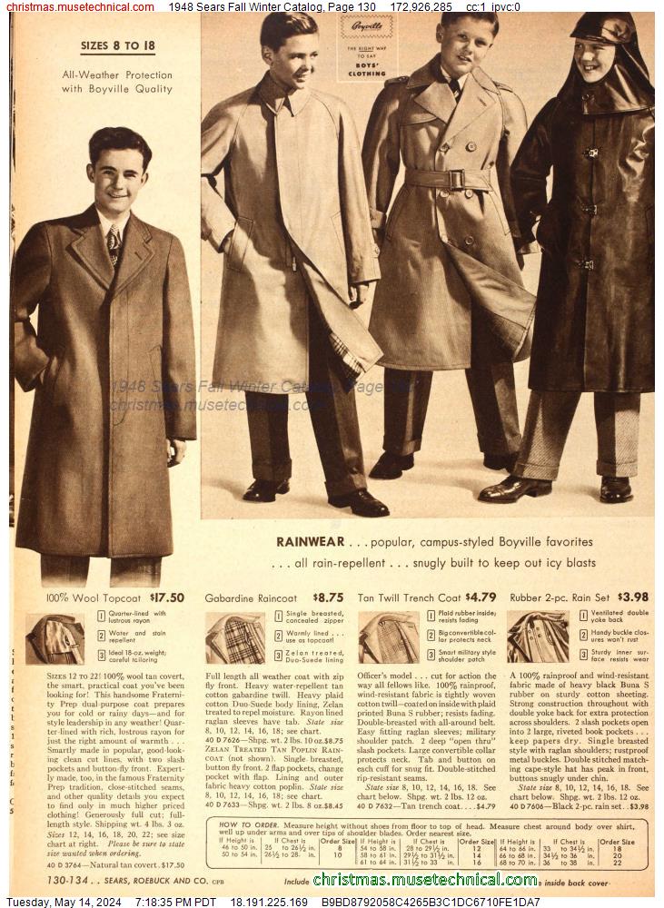 1948 Sears Fall Winter Catalog, Page 130