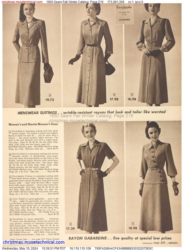 1950 Sears Fall Winter Catalog, Page 219