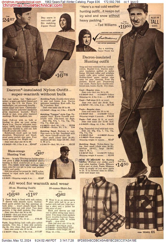 1963 Sears Fall Winter Catalog, Page 836