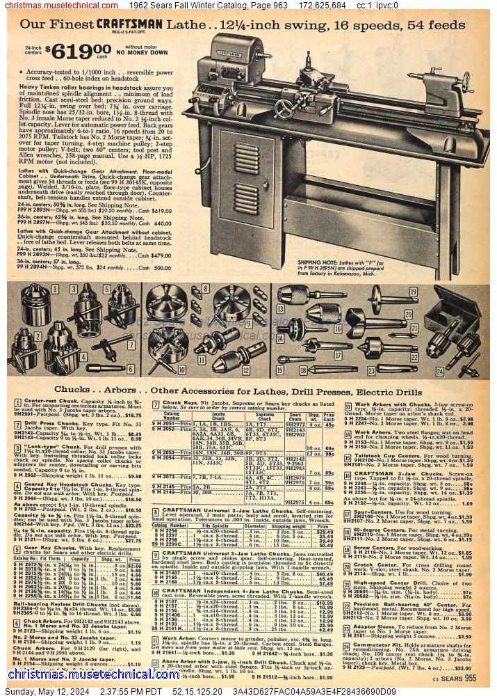1962 Sears Fall Winter Catalog, Page 963