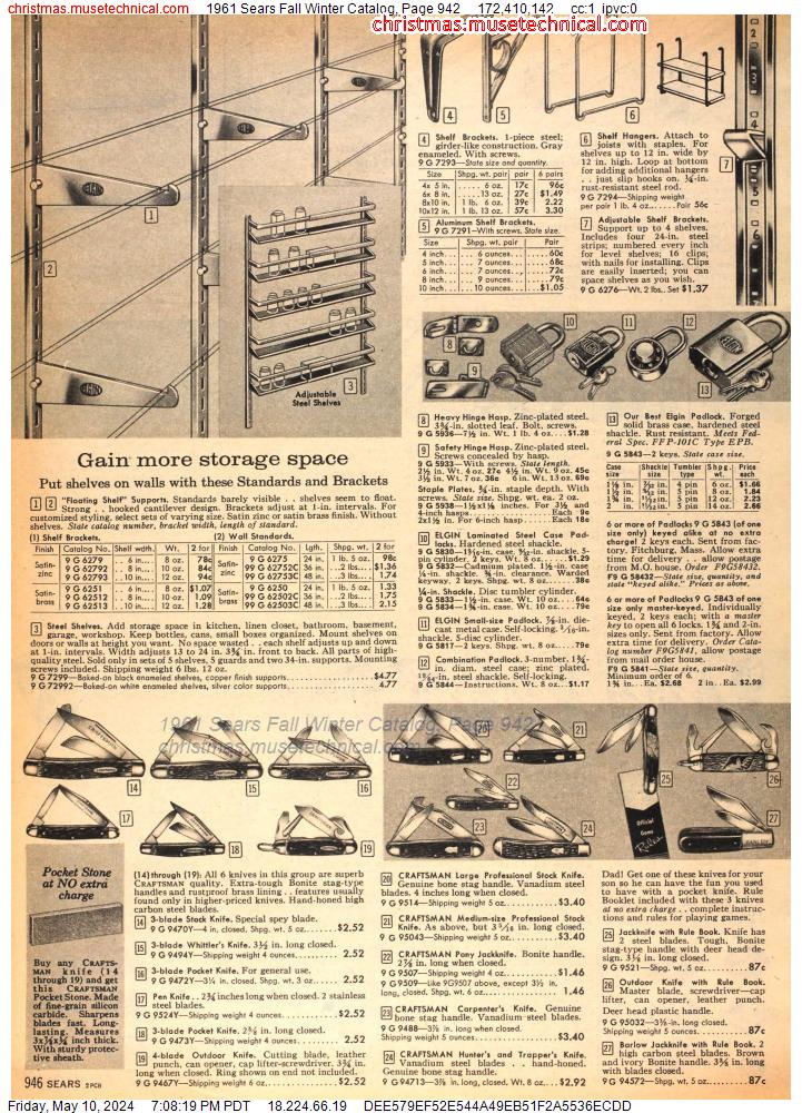 1961 Sears Fall Winter Catalog, Page 942
