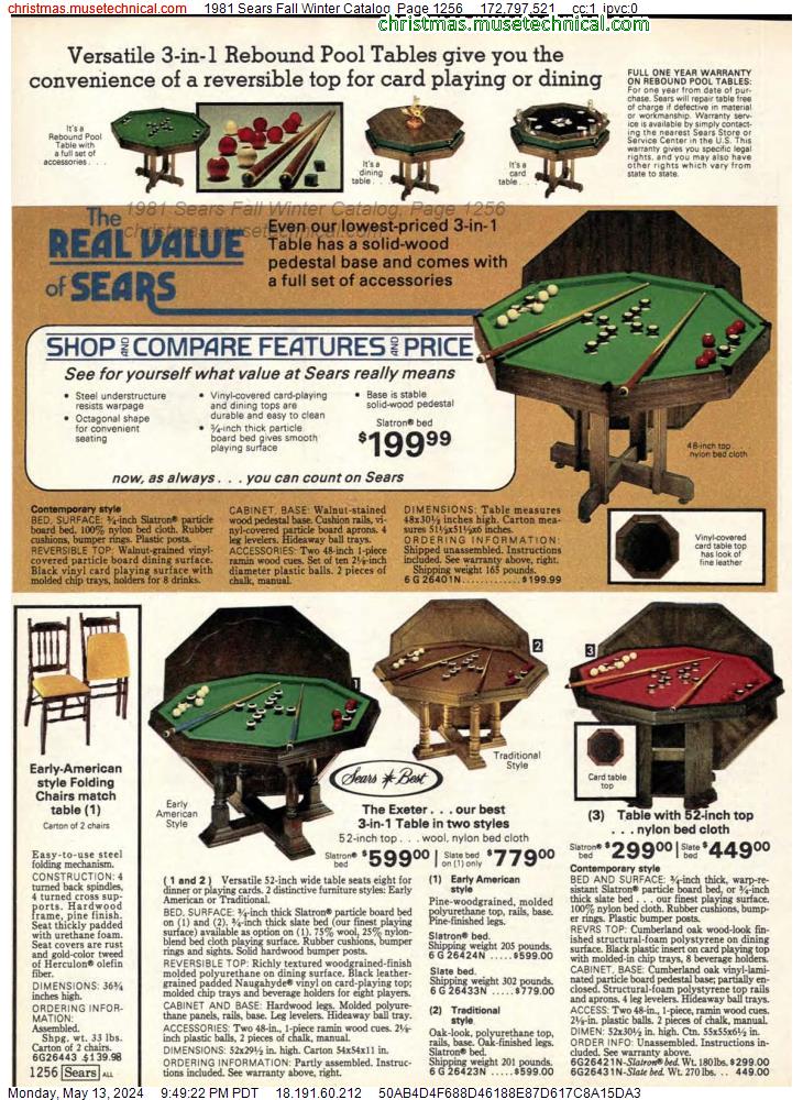 1981 Sears Fall Winter Catalog, Page 1256