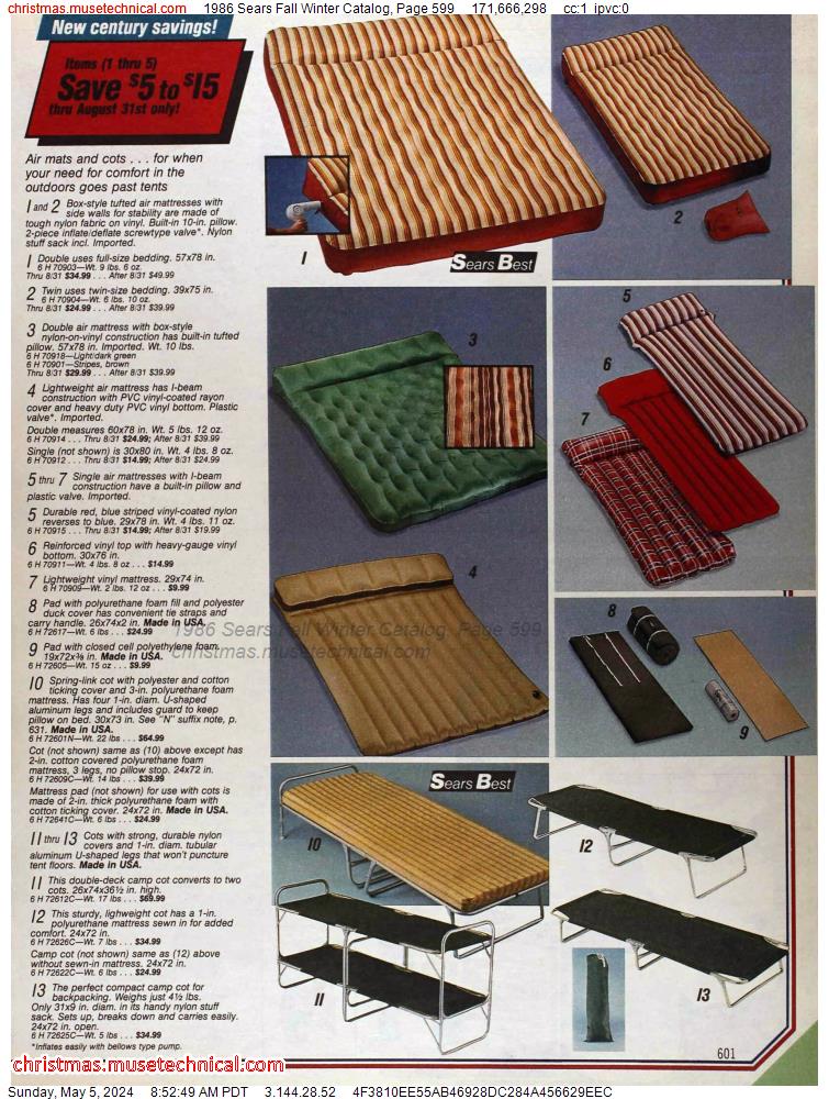 1986 Sears Fall Winter Catalog, Page 599