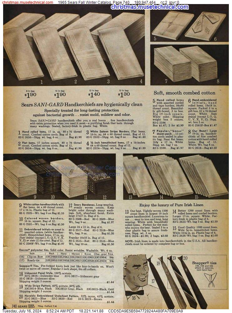 1965 Sears Fall Winter Catalog, Page 740