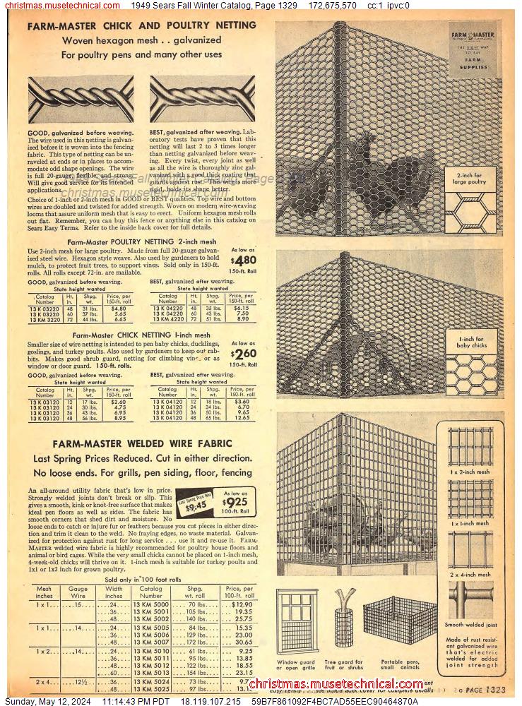 1949 Sears Fall Winter Catalog, Page 1329