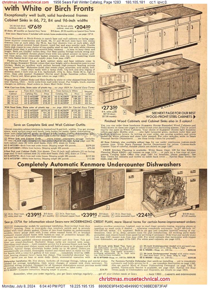 1956 Sears Fall Winter Catalog, Page 1283
