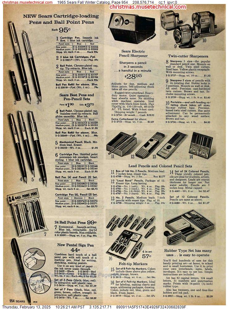 1965 Sears Fall Winter Catalog, Page 954