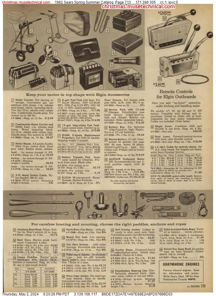 1962 Sears Spring Summer Catalog, Page 713