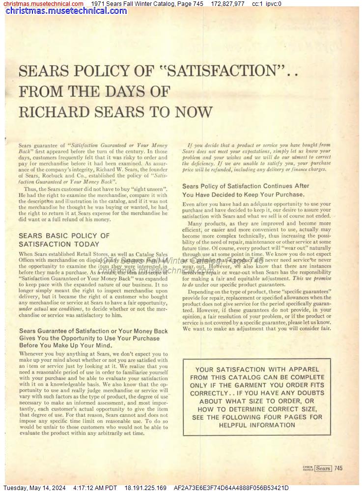 1971 Sears Fall Winter Catalog, Page 745