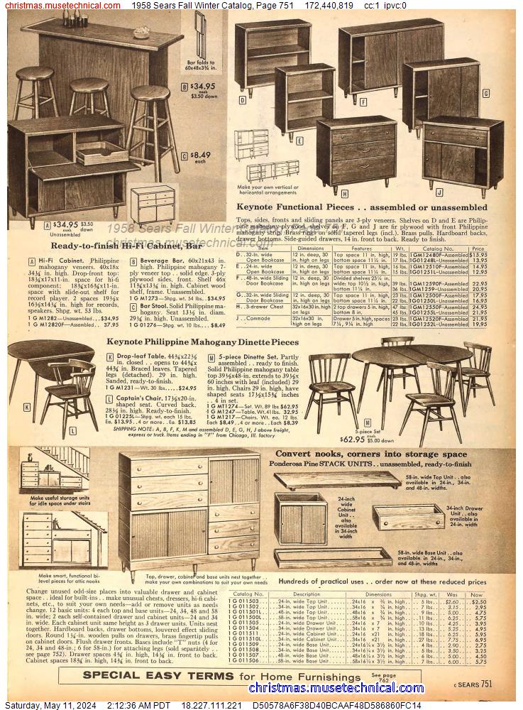 1958 Sears Fall Winter Catalog, Page 751