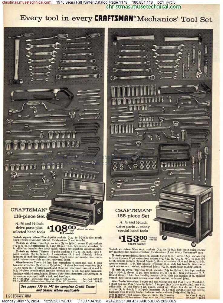 1970 Sears Fall Winter Catalog, Page 1178