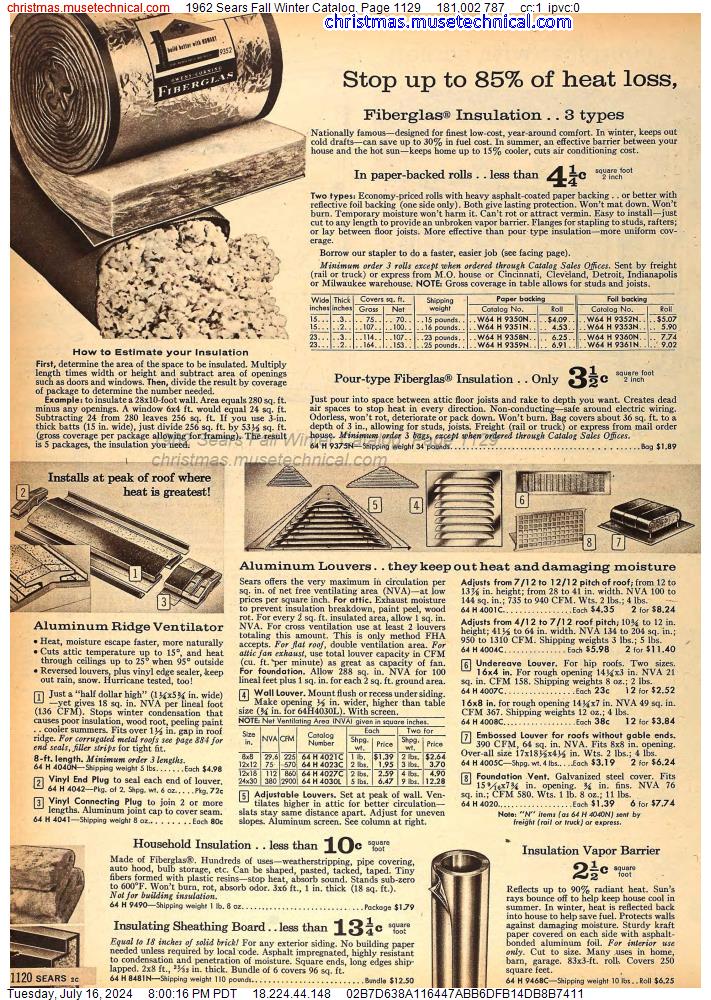 1962 Sears Fall Winter Catalog, Page 1129