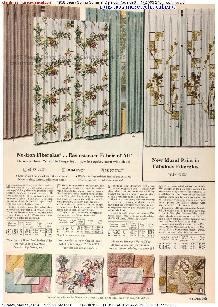1958 Sears Spring Summer Catalog, Page 696