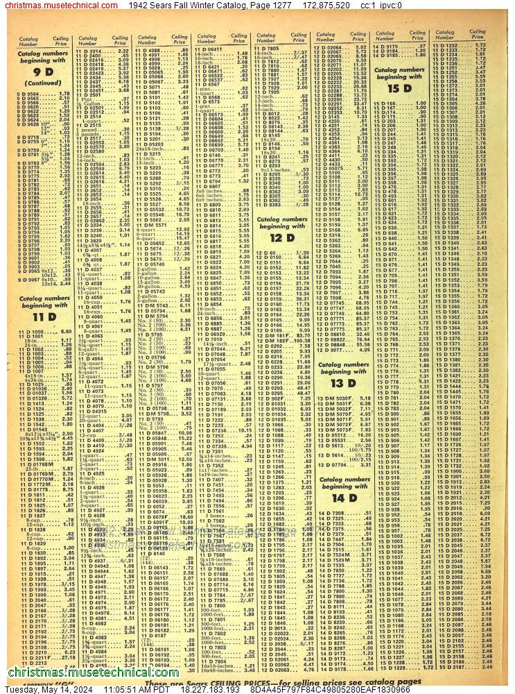 1942 Sears Fall Winter Catalog, Page 1277