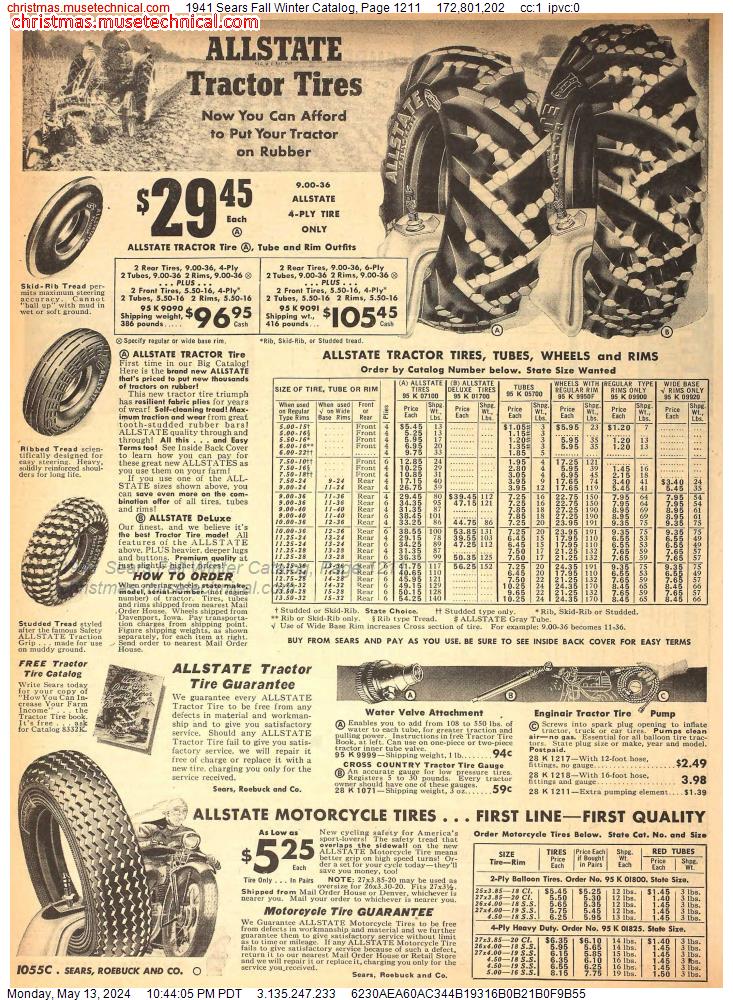 1941 Sears Fall Winter Catalog, Page 1211