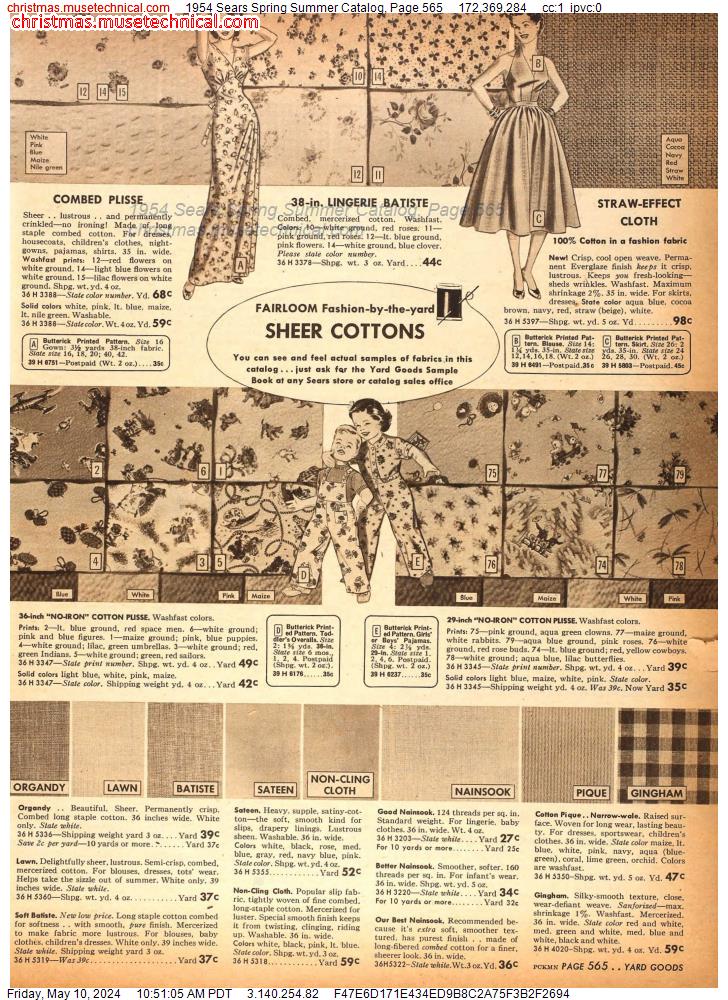 1954 Sears Spring Summer Catalog, Page 565