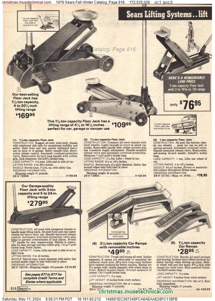 1976 Sears Fall Winter Catalog, Page 816