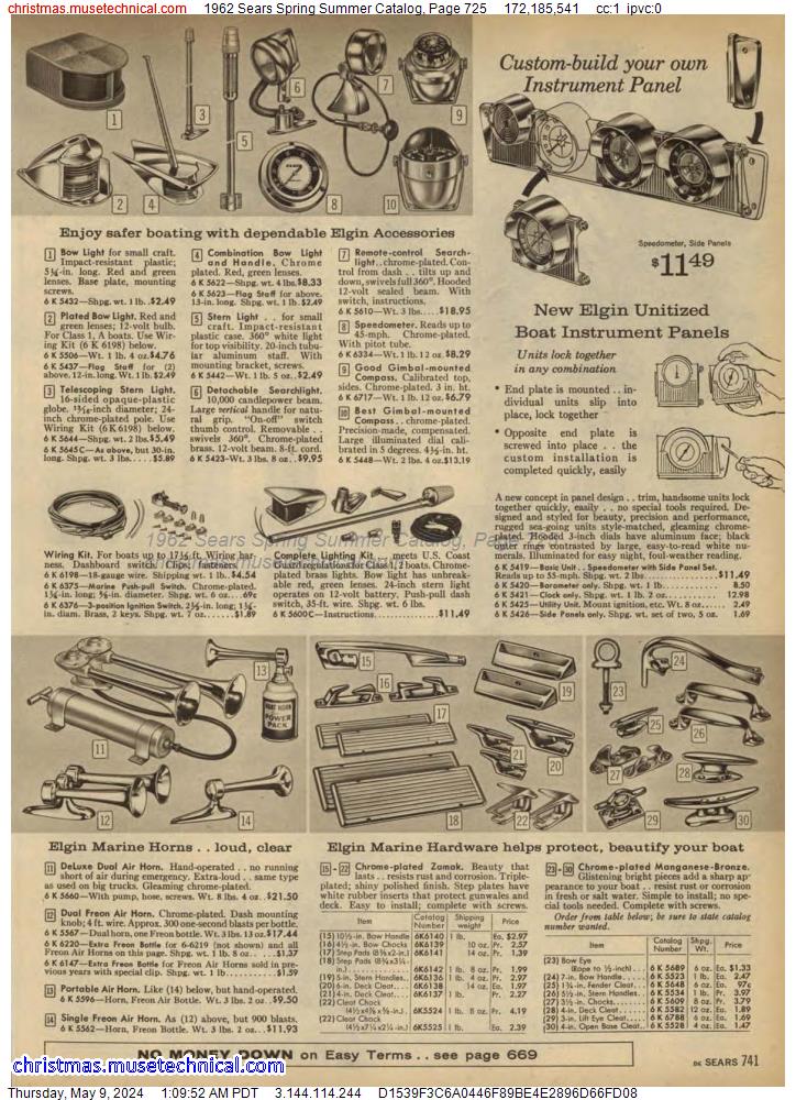1962 Sears Spring Summer Catalog, Page 725