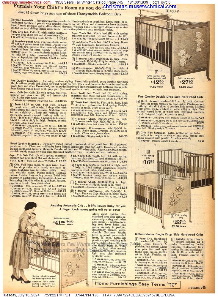 1958 Sears Fall Winter Catalog, Page 745
