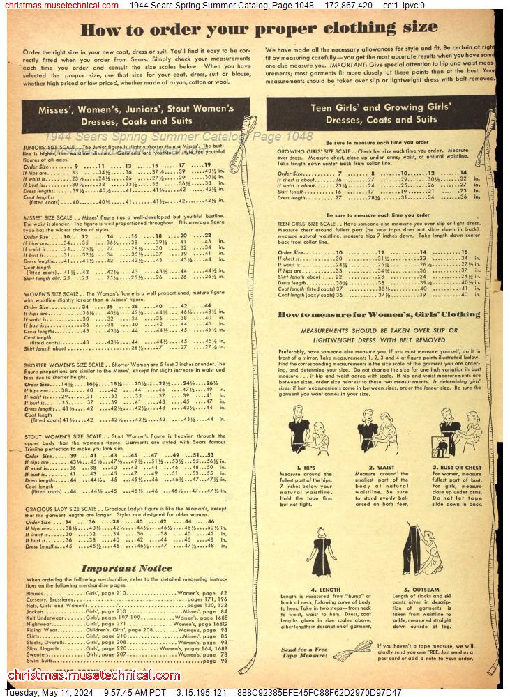 1944 Sears Spring Summer Catalog, Page 1048