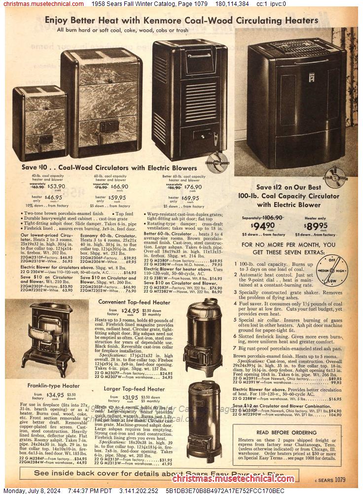 1958 Sears Fall Winter Catalog, Page 1079