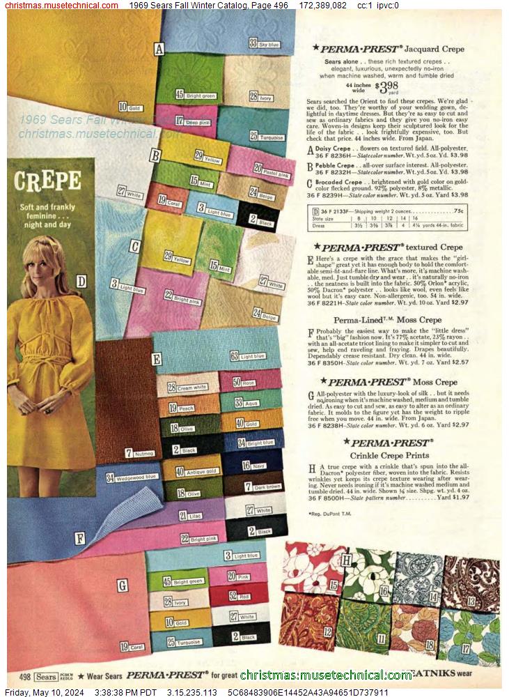 1969 Sears Fall Winter Catalog, Page 496