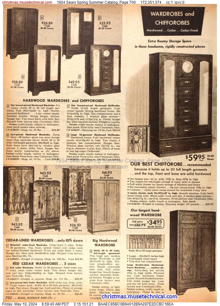 1954 Sears Spring Summer Catalog, Page 700