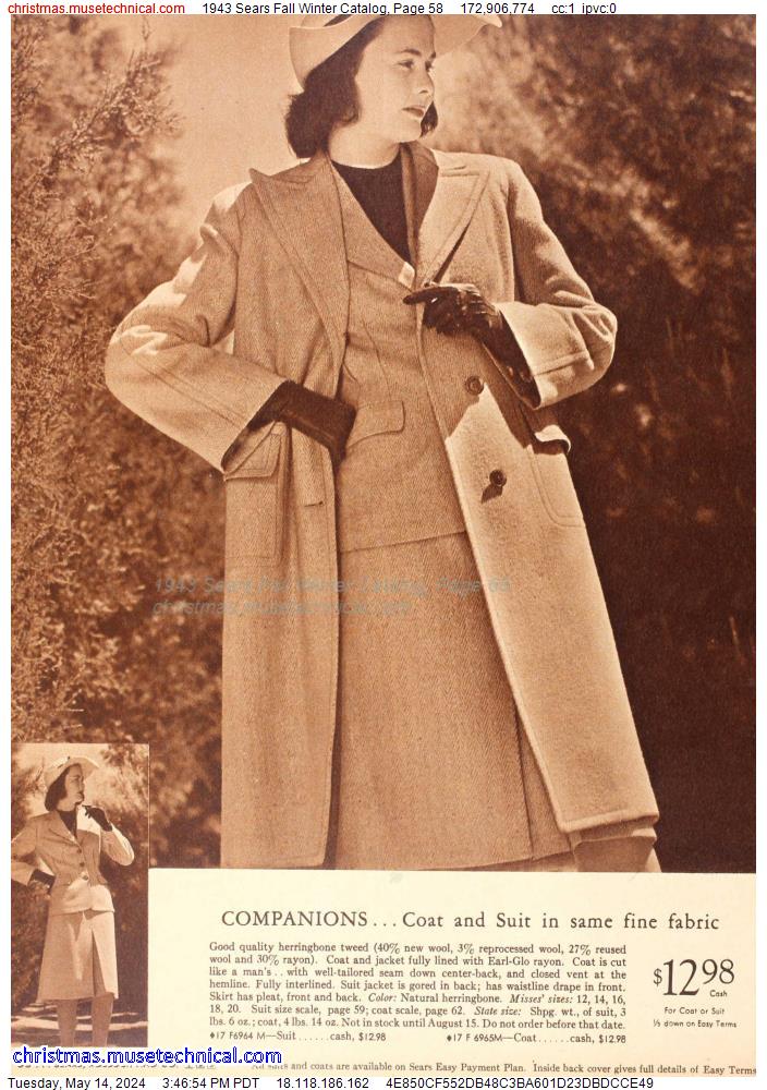 1943 Sears Fall Winter Catalog, Page 58