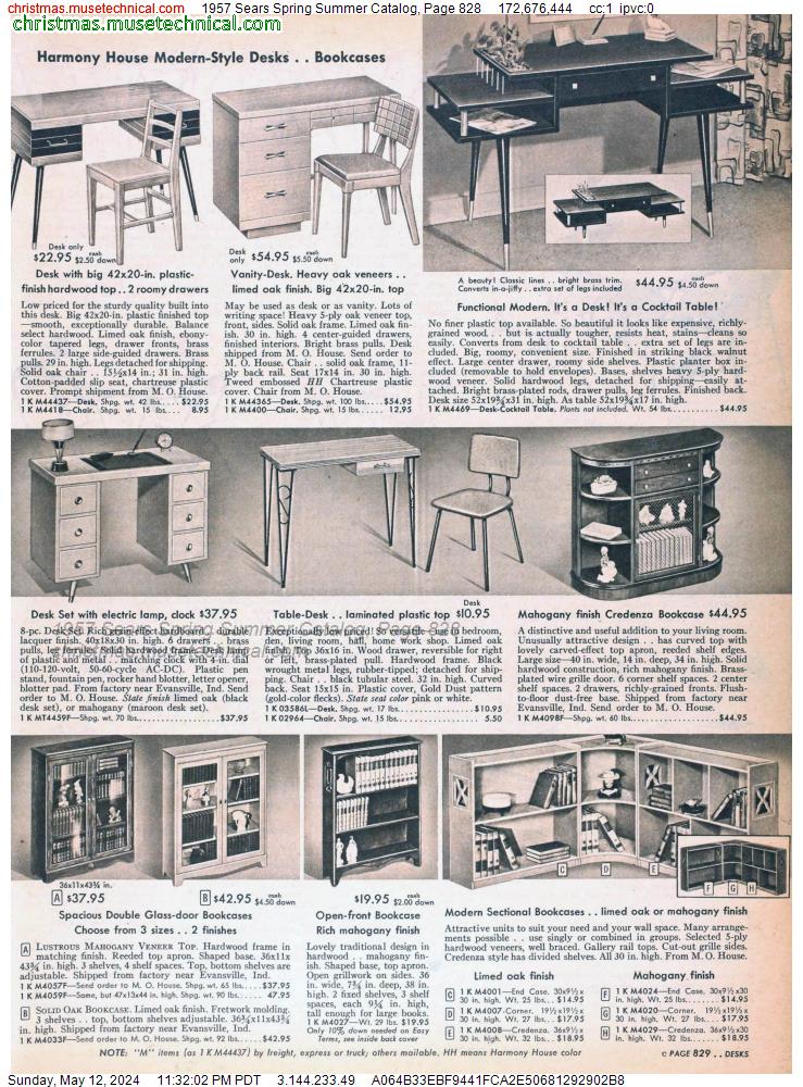 1957 Sears Spring Summer Catalog, Page 828