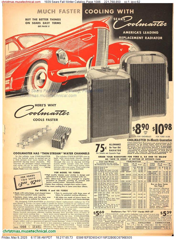 1939 Sears Fall Winter Catalog, Page 1086