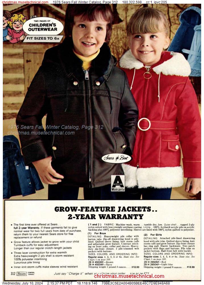 1976 Sears Fall Winter Catalog, Page 312