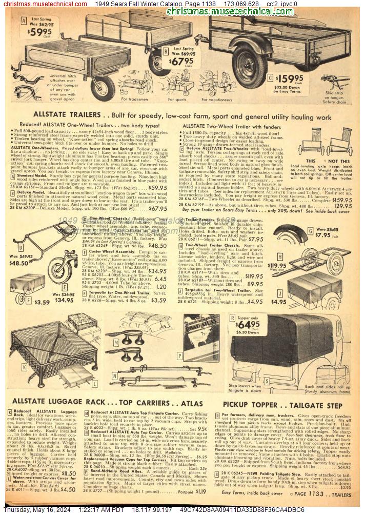 1949 Sears Fall Winter Catalog, Page 1138