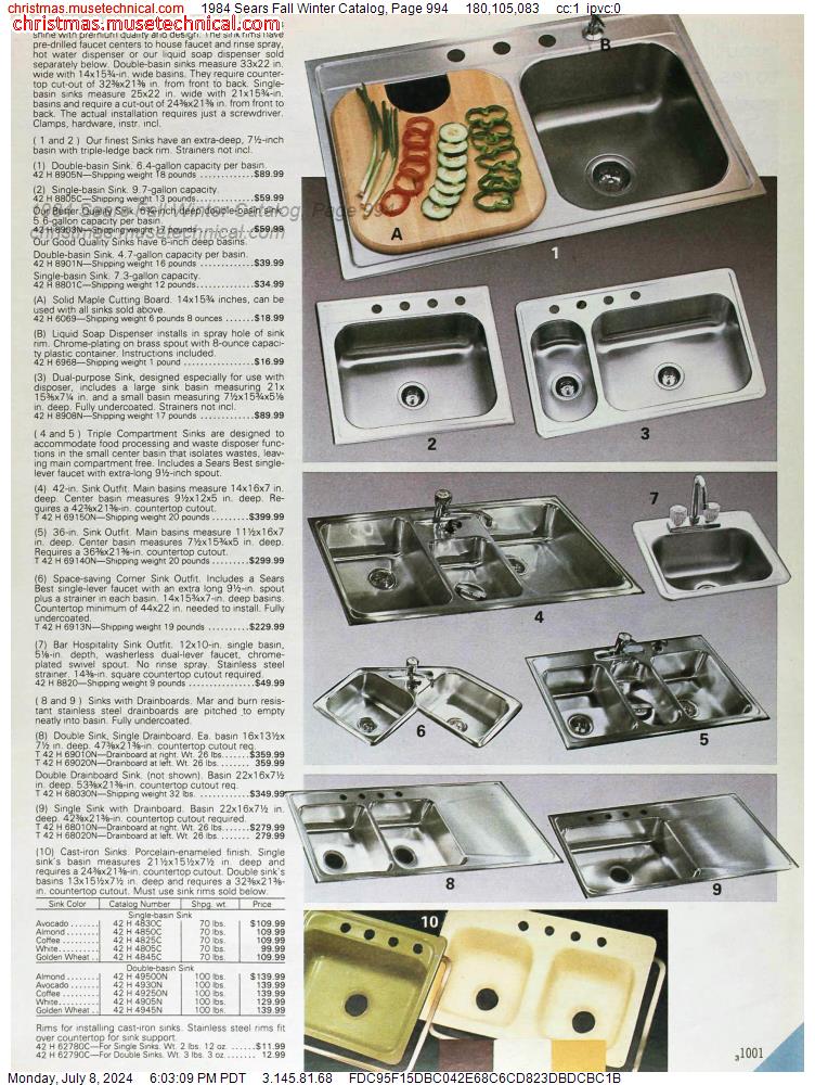 1984 Sears Fall Winter Catalog, Page 994