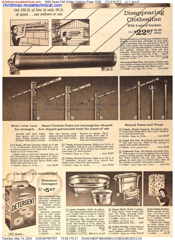 1960 Sears Fall Winter Catalog, Page 1208