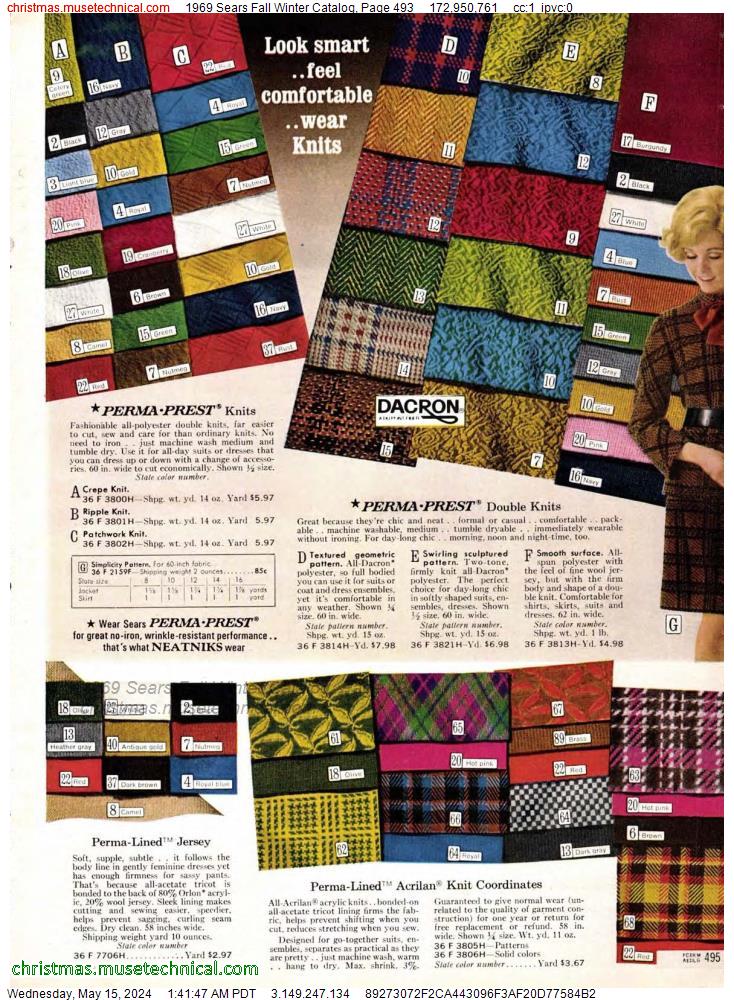 1969 Sears Fall Winter Catalog, Page 493